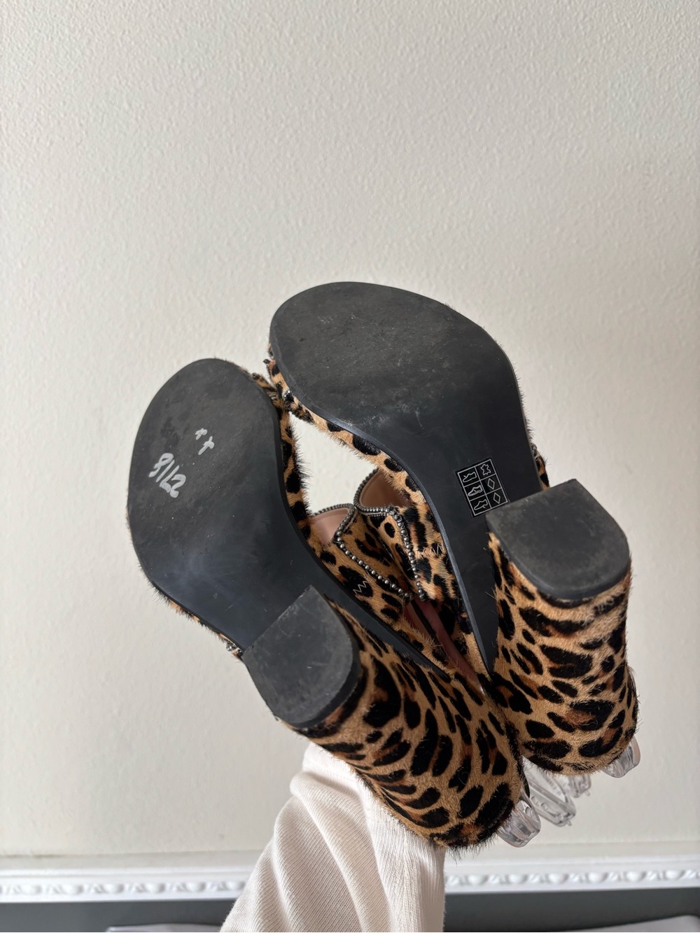 Coach Rylie Leopard Print Calf Hair Block Heel Sandals Size 9.5 - Picture 7 of 8